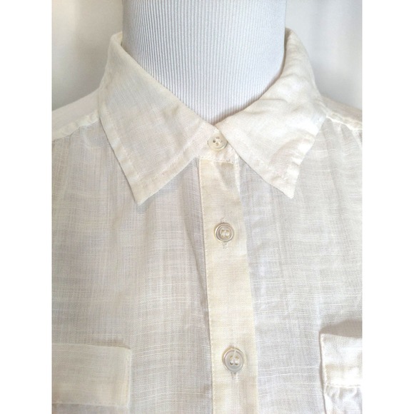 Club Monaco sheer cotton long sleeve popover tunic blouse minimalist S - Picture 7 of 10